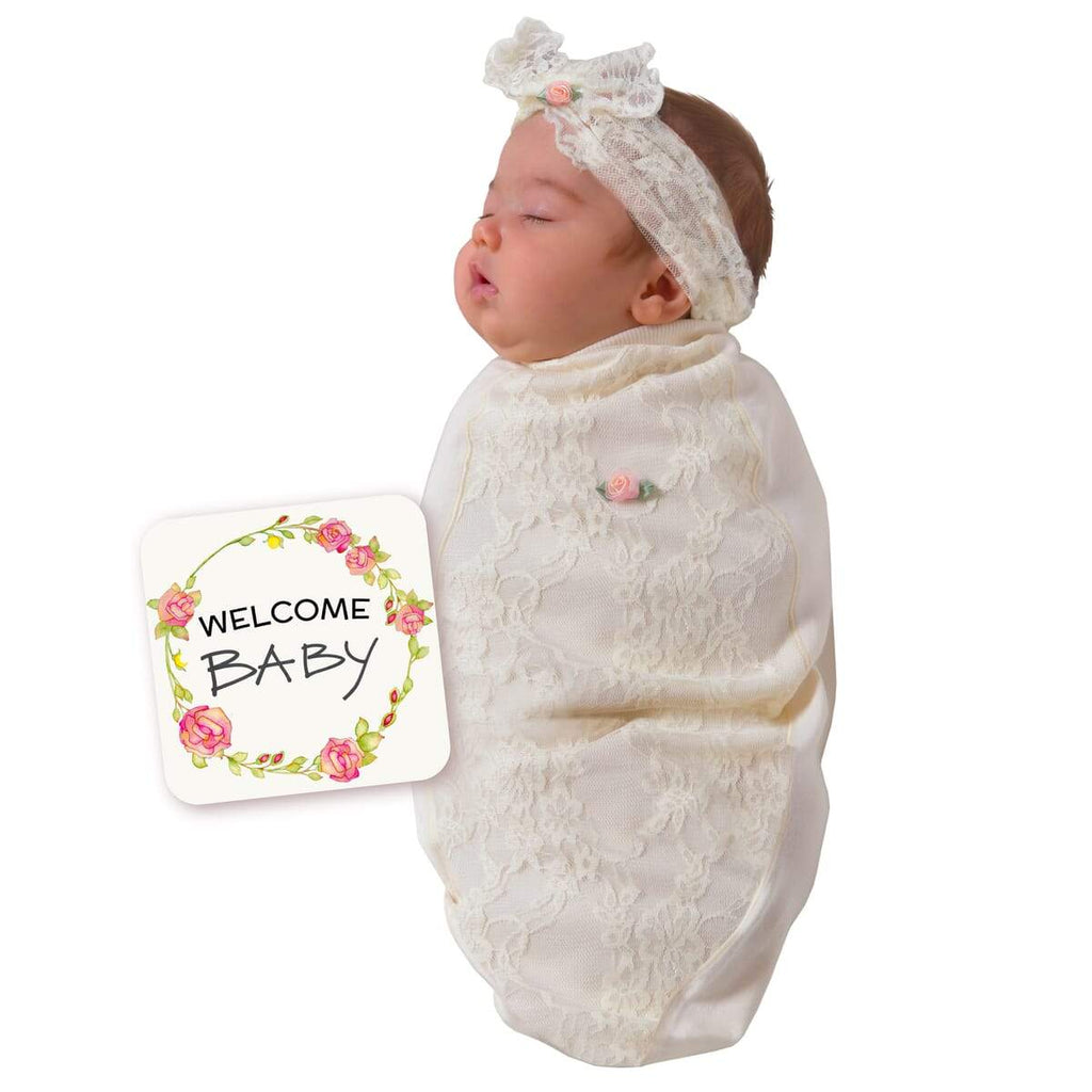 🌸 Lace Blossoms Cocoon Swaddle Set