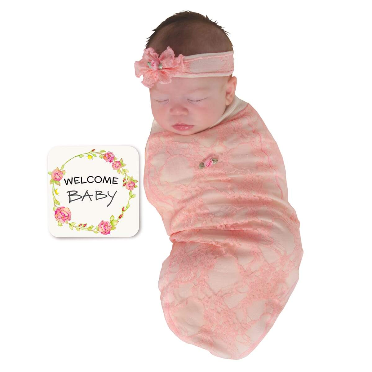 💗 Pink Lace Cocoon Swaddle Set
